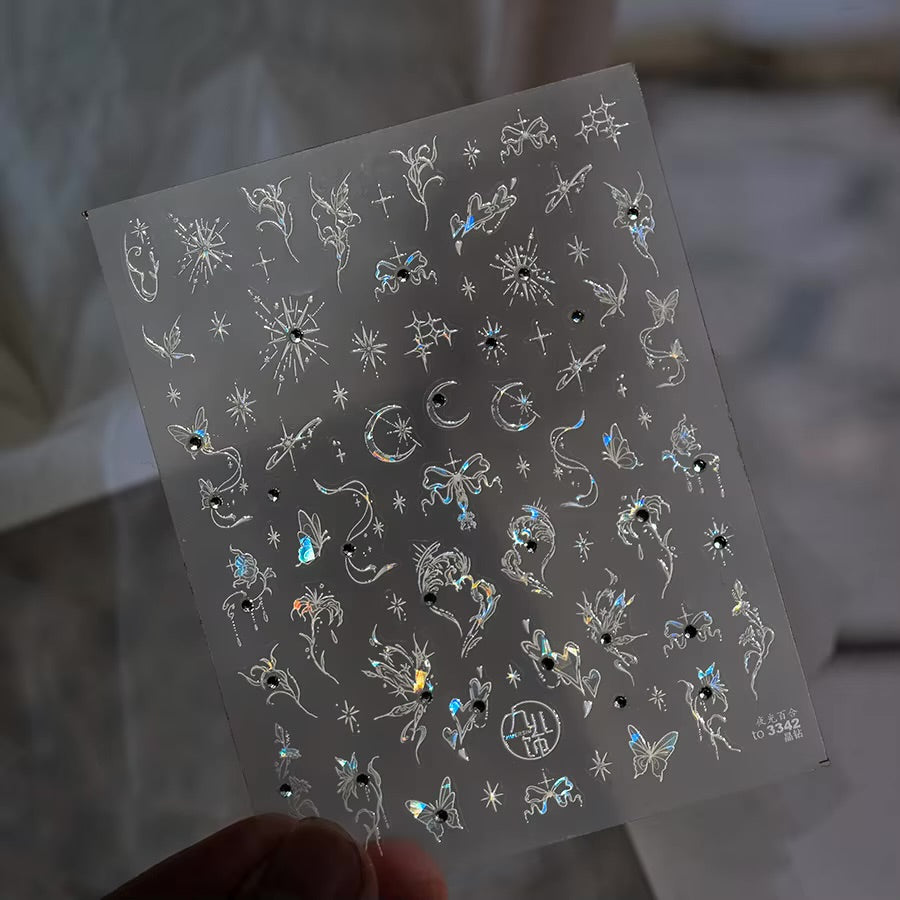Nail Art Stickers Holographiques — 20 Planches 💫