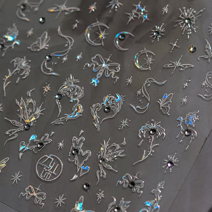 Nail Art Stickers Holographiques — 20 Planches 💫