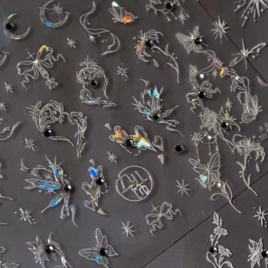 Nail Art Stickers Holographiques — 20 Planches 💫