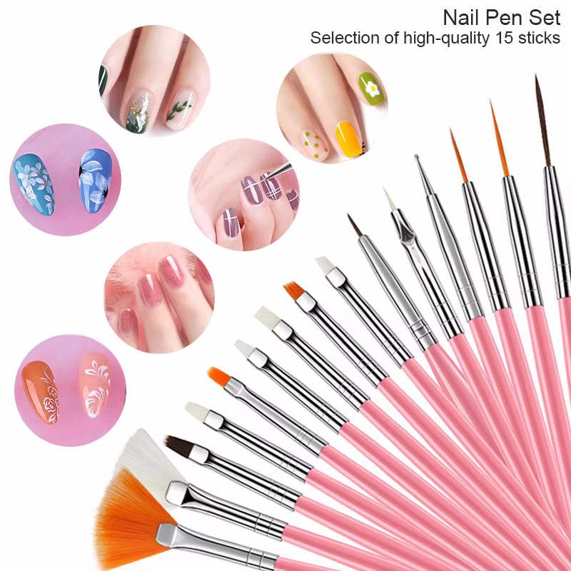 Set Pinceaux Nail Art Professionnel — 15 Pièces 🖌️
